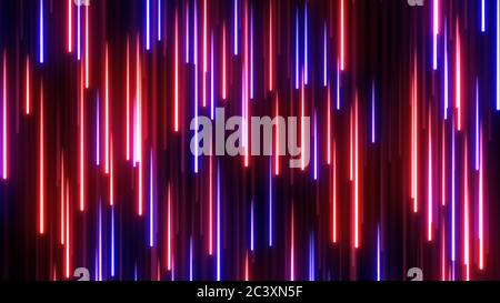 Falling Glowing Red Blue Neon Streak Cascading Rain Line Partikel - Abstract Hintergrund Textur Stockfoto