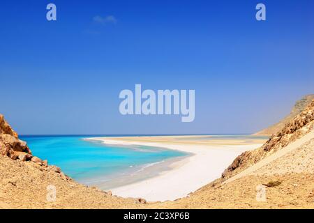 Qalansiya Strand in der Lagune Detwah , Socotra Insel, Jemen Stockfoto