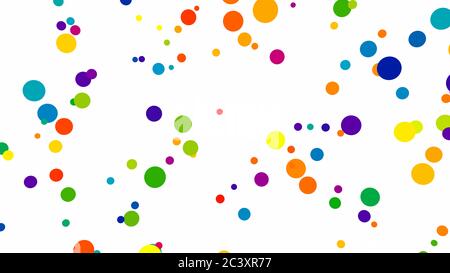 Zufällig bewegte bunte Polka Punkte Muster der Flying Circle Shapes - Abstract Hintergrund Textur Stockfoto