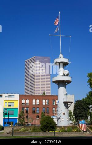 Battleship Oregon Marine Park in Portland Stockfoto