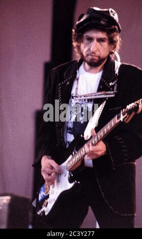 Bob Dylan im Konzert im 'RUISROCK' in Turku, Finnland 1990 Stockfoto