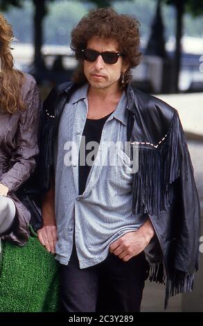 Bob Dylan bei der Fotozelle Hearts of Fire in der Southbank, London 17. August 1986 Stockfoto