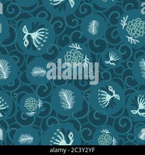 Handgezeichnetes abstraktes Weihnachtsbaummuster. Gechleudert Tannenbaum Zweig, poinsettia Blume Hintergrund. Winterurlaub überall Druck. Festliches Geschenk Stock Vektor