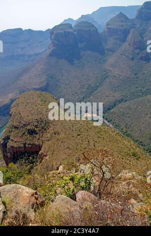 Die drei Rondavels am Blyde River Canyon Stockfoto