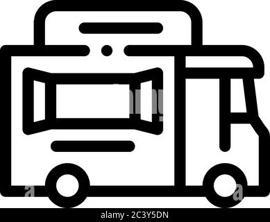 Street Food van auf Rädern Symbol Vektor Umriss Illustration Stock Vektor