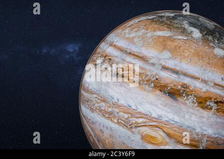 Jupiter mit Atmosphärenwolken im Raum - detailreiches 3D Rendern. Elemente dieses Bildes wurden von der NASA eingerichtet Stockfoto
