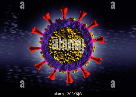 Digital generiertes Coronavirus-Modell Stockfoto