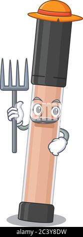 Farmer Aufheller Maskottchen Design arbeiten mit einem Hut Stock Vektor