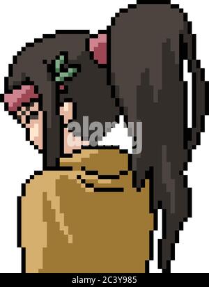 vektor Pixel Kunst isoliert Anime Mädchen Stock Vektor