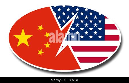 Handelskrieg, China und US-Kommunikation. Konzept des China-US-Handelsabkommen. 3d-Rendering Stockfoto