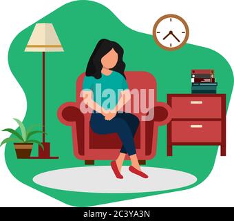 Frau warten ihr Mann zurück zu arbeiten Wohnung Design Illustration isoliert mit Hintergrund Clip Art Stock Vektor