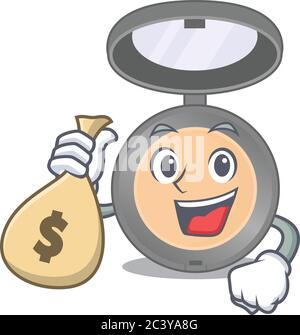 Verrückte reiche Cartoon Bild von Textmarker mit Geldbeutel Stock Vektor