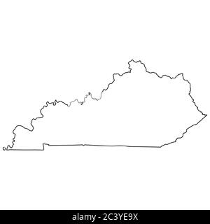 Kentucky KY State Maps. Schwarze Umrisskarte isoliert auf weißem Hintergrund. EPS-Vektor Stock Vektor