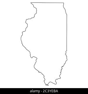 Illinois IL State Maps. Schwarze Umrisskarte isoliert auf weißem Hintergrund. EPS-Vektor Stock Vektor