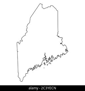 Maine ME State Maps. Schwarze Umrisskarte isoliert auf weißem Hintergrund. EPS-Vektor Stock Vektor