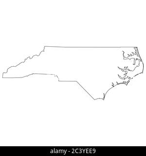 North Carolina North Carolina State Maps. Schwarze Umrisskarte isoliert auf weißem Hintergrund. EPS-Vektor Stock Vektor