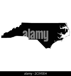 North Carolina North Carolina State Maps. Schwarze Silhouette einfarbige Karte isoliert auf weißem Hintergrund. EPS-Vektor Stock Vektor