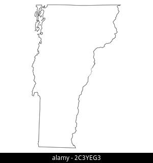 Vermont VT State Map USA. Schwarze Umrisskarte isoliert auf weißem Hintergrund. EPS-Vektor Stock Vektor