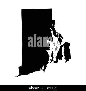 Rhode Island RI State Maps. Schwarze Silhouette einfarbige Karte isoliert auf weißem Hintergrund. EPS-Vektor Stock Vektor