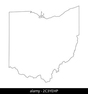 Ohio OH State Maps. Schwarze Umrisskarte isoliert auf weißem Hintergrund. EPS-Vektor Stock Vektor