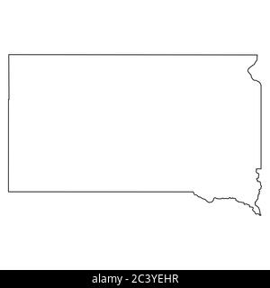 South Dakota SD State Map USA. Schwarze Umrisskarte isoliert auf weißem Hintergrund. EPS-Vektor Stock Vektor