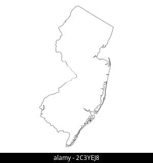 New Jersey NJ State Maps. Schwarze Umrisskarte isoliert auf weißem Hintergrund. EPS-Vektor Stock Vektor