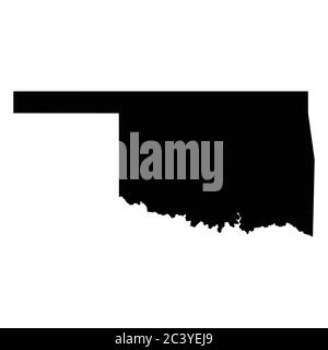 Oklahoma OK State Maps. Schwarze Silhouette einfarbige Karte isoliert auf weißem Hintergrund. EPS-Vektor Stock Vektor