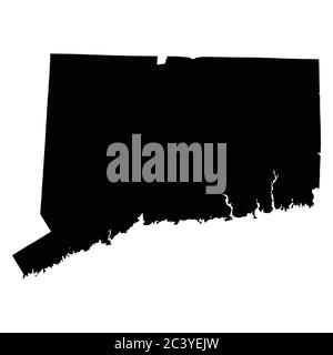 Connecticut CT State Map USA. Schwarze Silhouette einfarbige Karte isoliert auf weißem Hintergrund. EPS-Vektor Stock Vektor