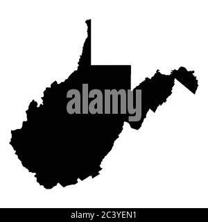 West Virginia WV State Map USA. Schwarze Silhouette einfarbige Karte isoliert auf weißem Hintergrund. EPS-Vektor Stock Vektor