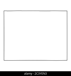 Wyoming WY State Map USA. Schwarze Umrisskarte isoliert auf weißem Hintergrund. EPS-Vektor Stock Vektor