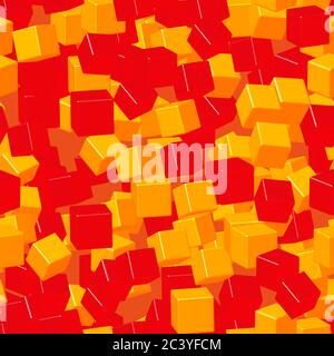 Goldene rote Würfel Nahtloses Muster, 3D Illustration Stock Vektor