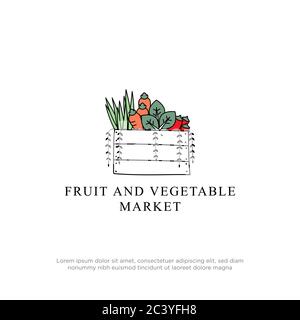 Obst und Gemüse Markt Logo Design-Vorlage, gesunde Lebensmittel-Shop Logo Konzepte Stock Vektor
