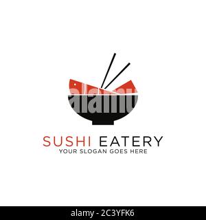 Sushi Restaurant Logo Design, japanische Thunfisch Restaurant Logos Set Vektor-Illustration Stock Vektor