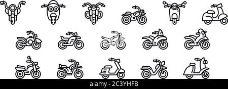 Motorrad Symbole gesetzt. Umrisse der Motorrad Vector Icons für Web Design auf weißem Hintergrund Stock Vektor