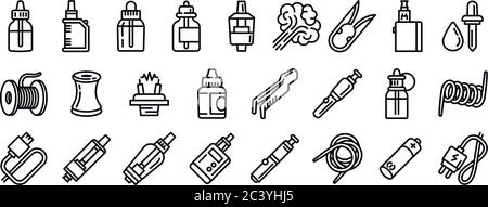 Elektronische Zigarette Symbole gesetzt. Umrisse der elektronischen Zigarette Vector Icons für Web Design auf weißem Hintergrund Stock Vektor