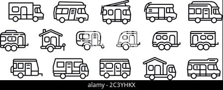 Reisemobil Symbole gesetzt. Umrisse der Reisemobil Vector Icons für Web Design auf weißem Hintergrund Stock Vektor