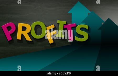 Profit Wort aus mehrfarbigen Alphabet, 3d-Rendering Stockfoto