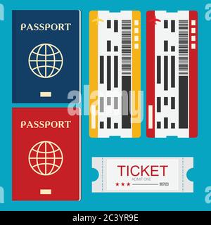 Reisepass mit Tickets Symbol Vektor-Illustration isoliert auf Hintergrund. Stock Vektor