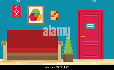 Büro Raum Tür Korridor warten Flur flache Vektor-Illustration Stock Vektor