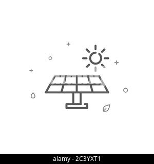Sonnenkollektor einfaches Vektorlinien-Symbol. Umweltschutzschild. Heller Hintergrund. Bearbeitbare Kontur Stock Vektor