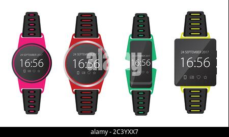 Smartwatch Wearable-Technologie. Flaches Symbol. EPS10 Stock Vektor