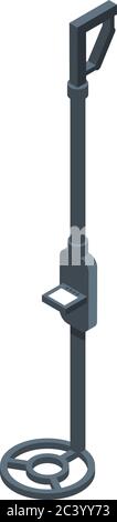 Münzen Metall Detektor Symbol, isometrisch Stil Stock Vektor