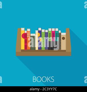 Flaches Bücherregal. Vektorgrafik. Modernes Design Stock Vektor