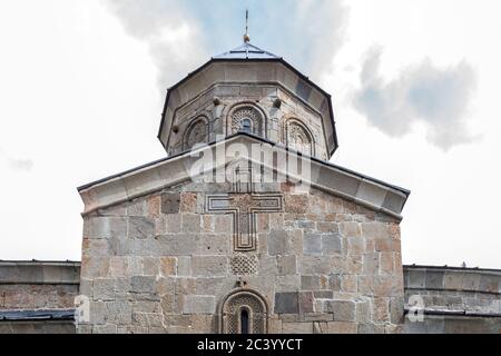 14. Jahrhundert, Tsminda Sameba Kirche aka Gergeti Trinity Church, Gergeti, Georgien Stockfoto