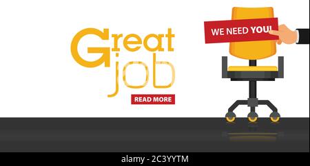 Hand hält ein Stück Papier mit Text Wir brauchen Sie Stock Vektor