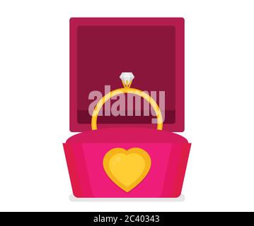 Ring mit Diamant oder Juwel in Box Stock Vektor
