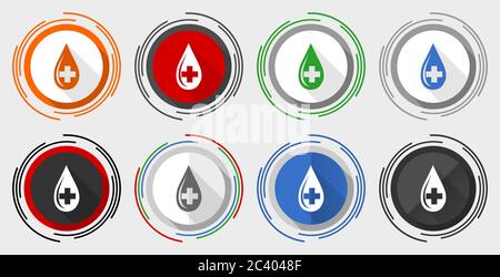 Blutvektorsymbole, Satz von farbigen Web-Schaltflächen in eps 10 Stock Vektor