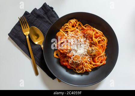 Spaghetti und Fleischbällchen Stockfoto