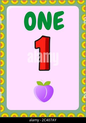 Kinderschulkinder Mathematik mit Pfirsich und grünen Apfel Design Stock Vektor