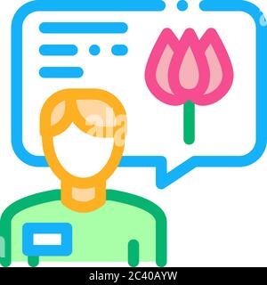 Blumengeschäft Verkäufer Berater Symbol Vektor Umriss Illustration Stock Vektor